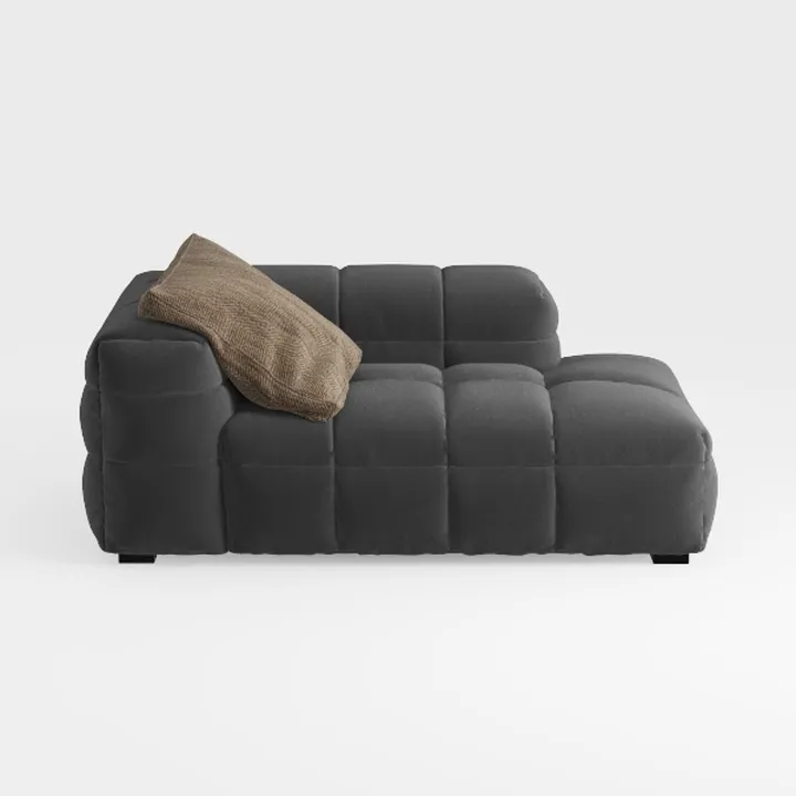 Minimalist Dark Fabric Chaise Lounge With Decorative Pillow 3D Model