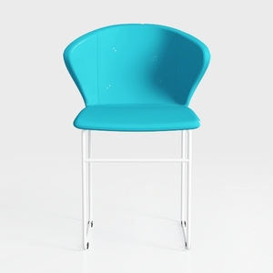 Modern Minimalist Turquoise Fabric Metal Armchair 3D Model