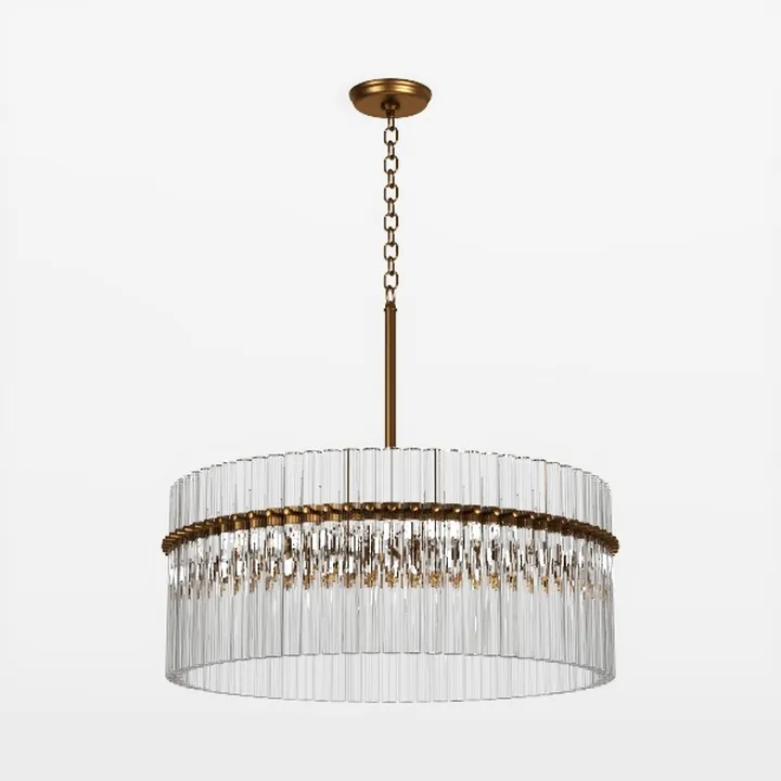 Contemporary Brass Glass Pendant Chandelier 3D Model