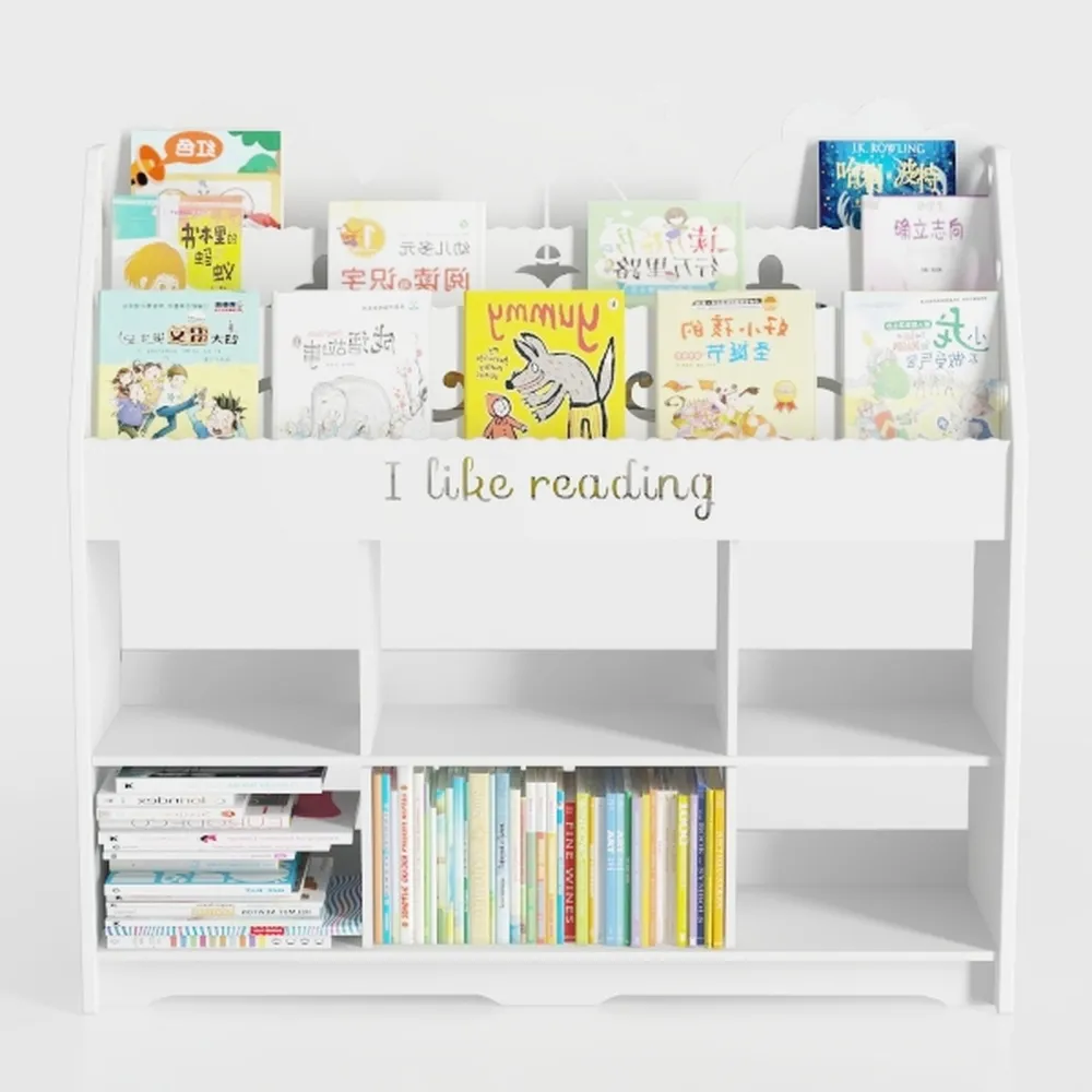 UTEX Kids Bookshelf with Movable Toy Box, Toddler
