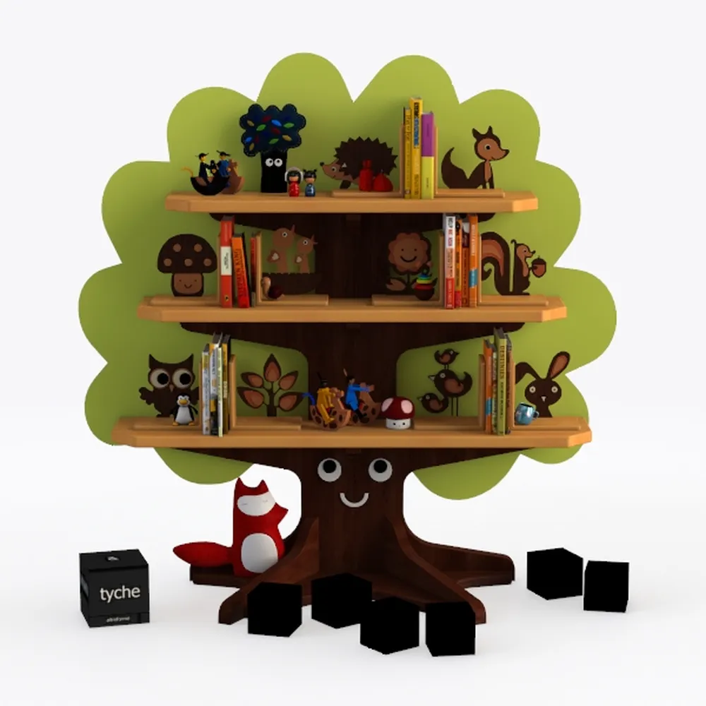 Tree Kids Bookshelf Toddler Bookcase 4-Tier Baby