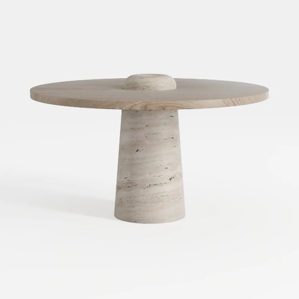 43 Inch Round Dining Table for 6,Modern Wood Round