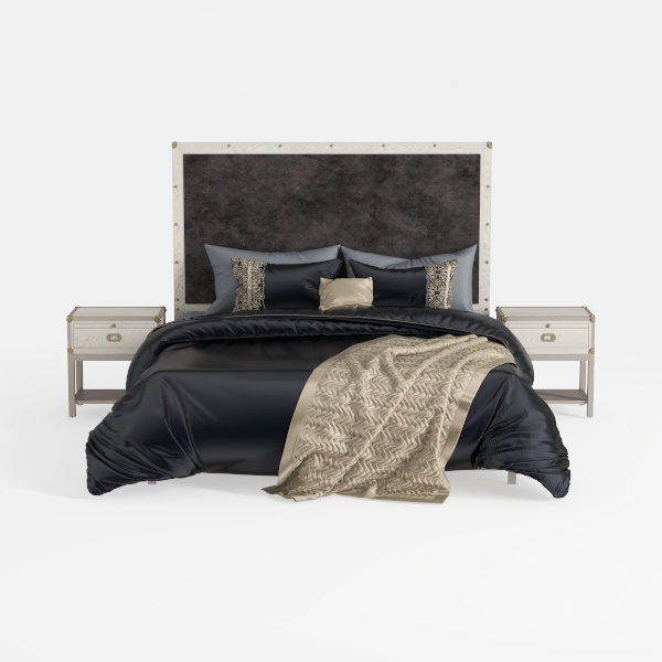 Acme Rivas Channel-Tufted Fabric Queen Bed with Ov