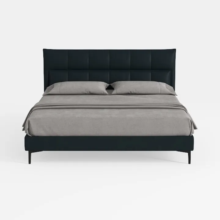 Minimalist Black Leather Upholstered King Size Bed 3D Model