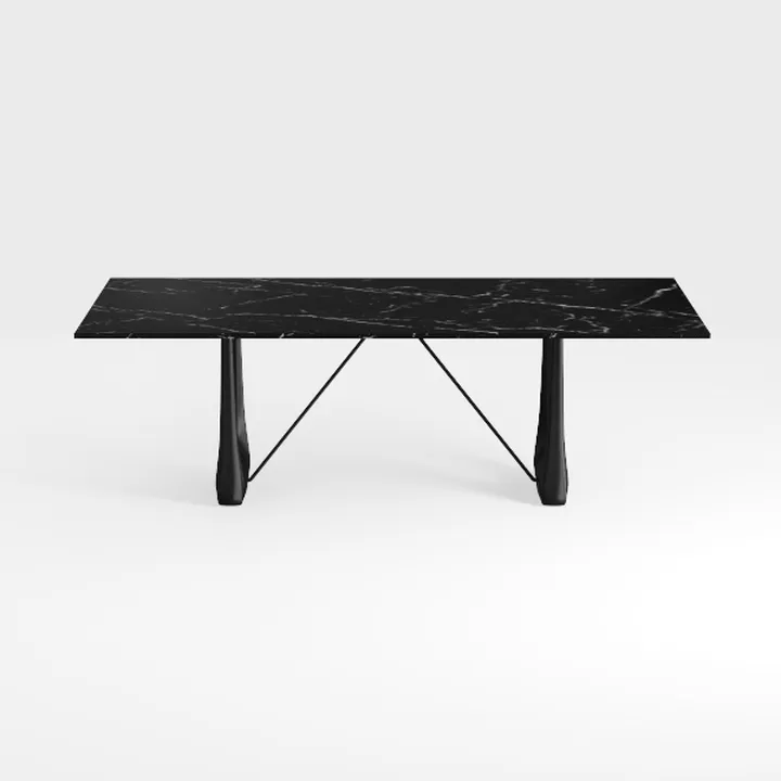 Modern Black Marble Top Metal Frame Dining Table 3D Model