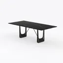 Modern Black Marble Top Metal Frame Dining Table 3D Model Left 45 Degree View