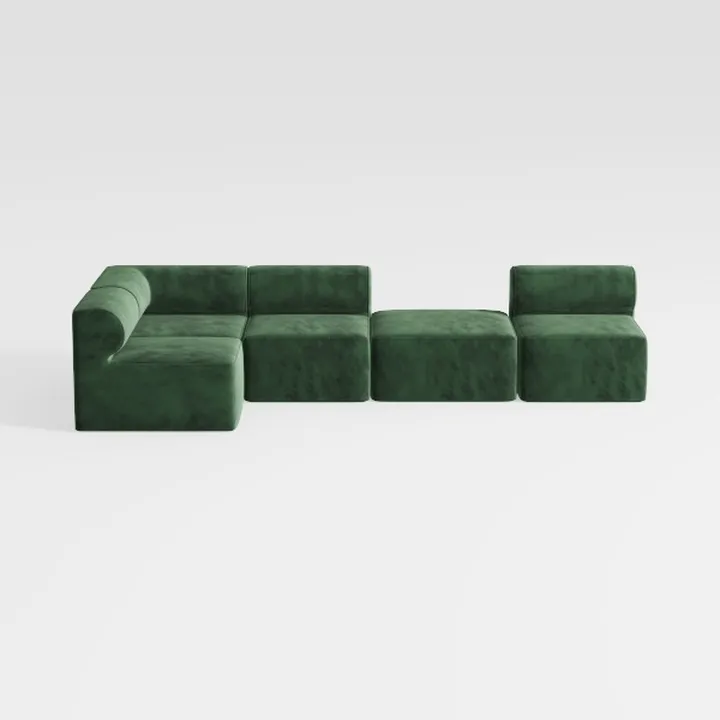 113" Modern Green L-Shaped Modular Sectional Sofa