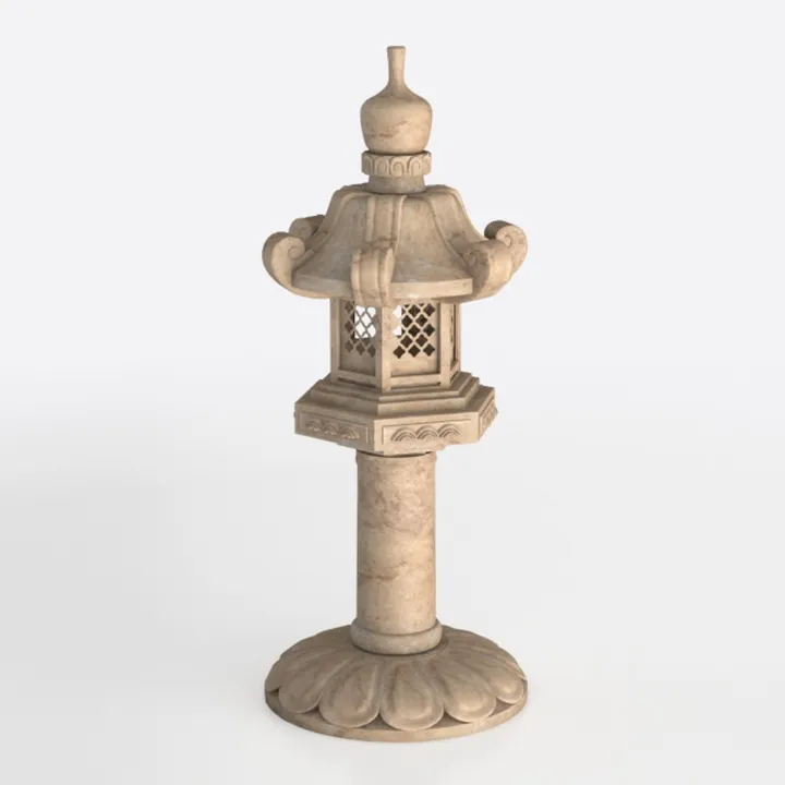 Stone Traditional Japanese Garden Lantern Decorative 3D Model