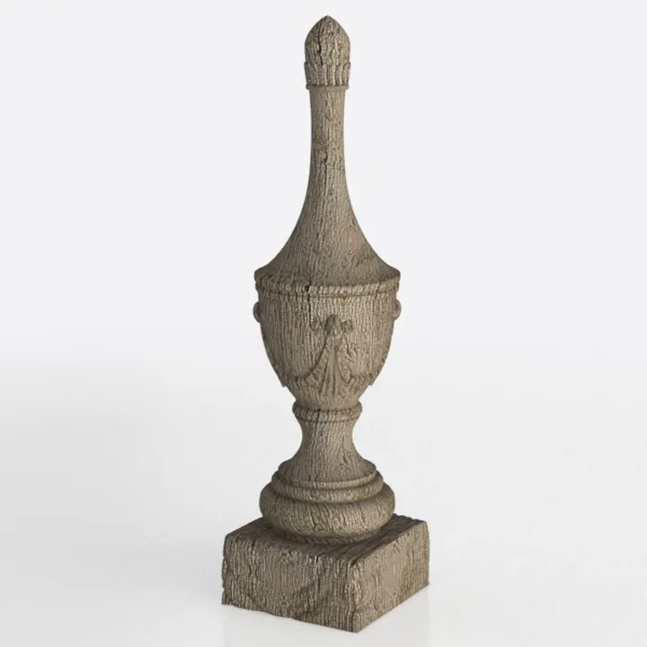 Vintage Solid Wood Decorative Finial Ornament 3D Model
