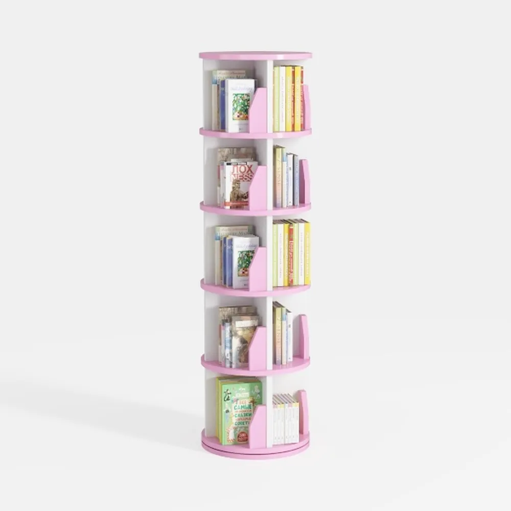 BYERZ Rotating Bookshelf, Small Book Shelf for
