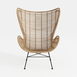 Bohemian Rattan Woven High Back Wingback Armchair 3D Model