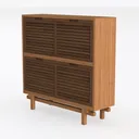 Shoe Cabinet Storage for Entryway, Fluted Shoe Left 45 Degree View