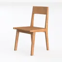 Minimalist Solid Oak Wood Dining Chair 3D Model Left 45 Degree View