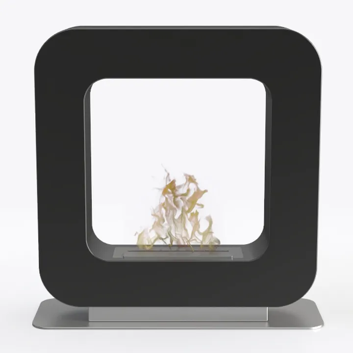 Modern Minimalist Black Metal Tabletop Fireplace 3D Model