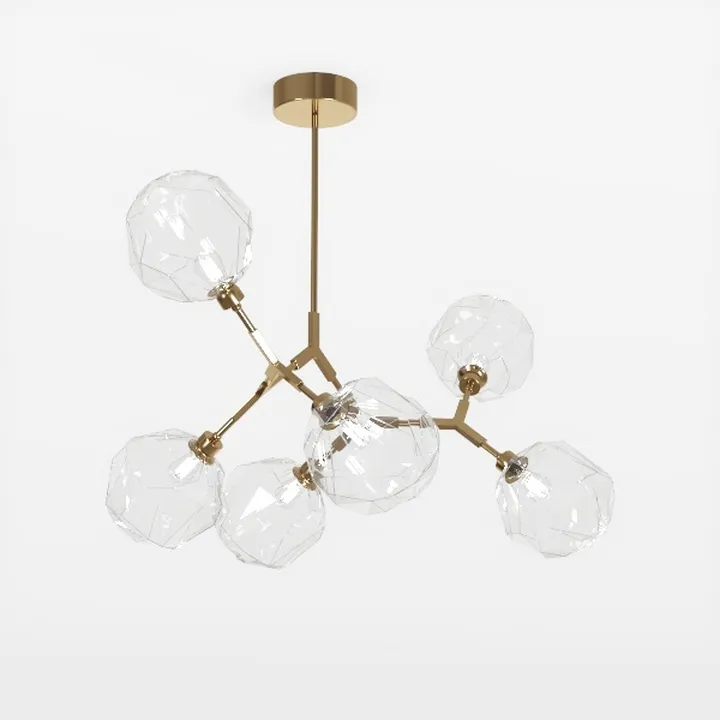 Modern Brass Glass Sputnik Chandelier 3D Model
