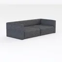 Minimalist Dark Fabric Tufted Sofa 3D Model Right 45 Degree View