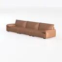 Minimalist Tan Leather Extra Large Modular Sofa 3D Model Left 45 Degree View