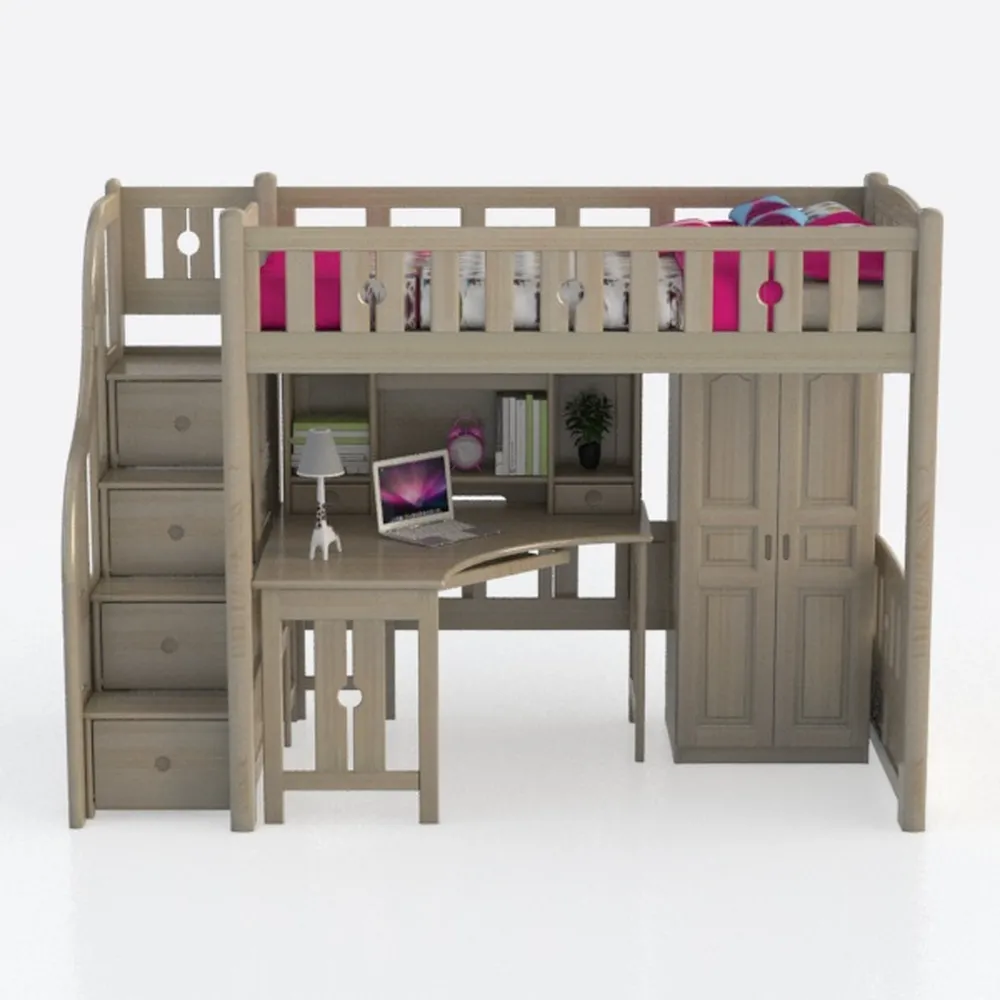 Acme Jason II Wooden Twin Storage Loft Bed in Gray