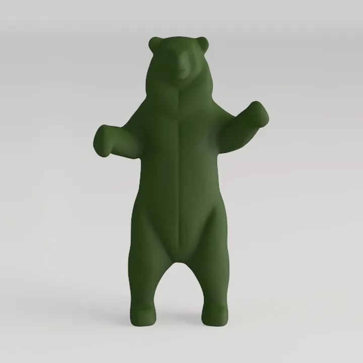 Minimalist Dark Green Standing Bear Decor Sculpture 3D Model