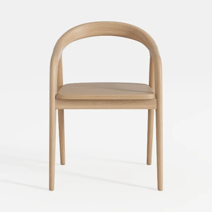 Minimalist Solid Oak Wood Armchair 3D Model