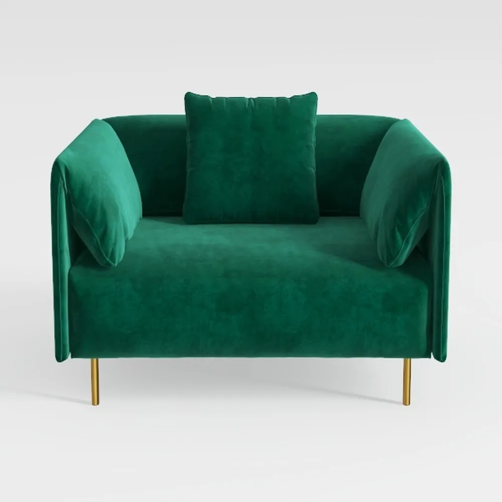LEVNARY Velvet Reading Armchair, Modern Button