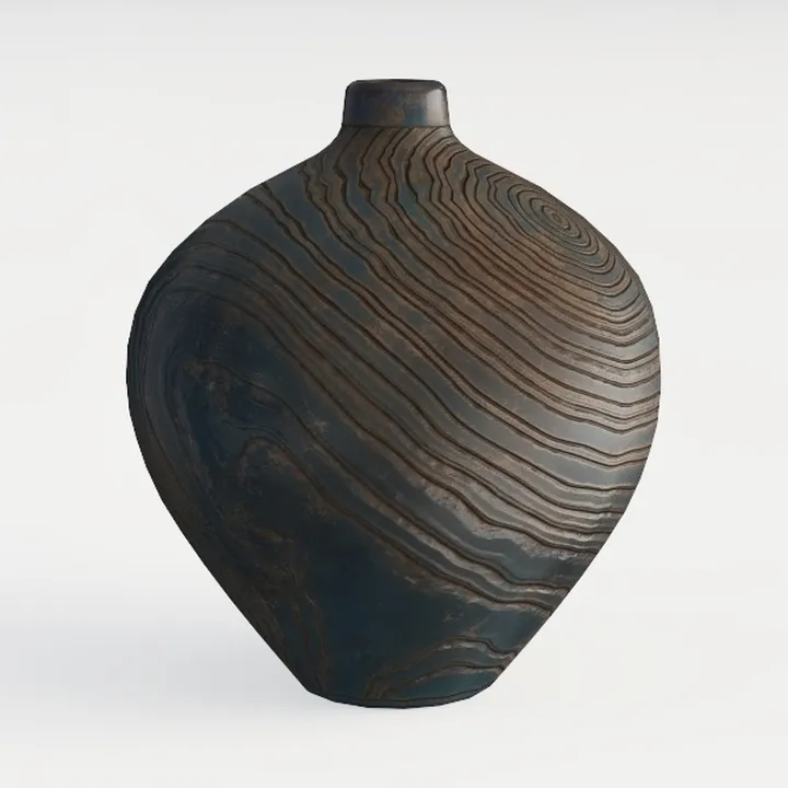 Rustic Terracotta Vase with Wood Grain Finish,
