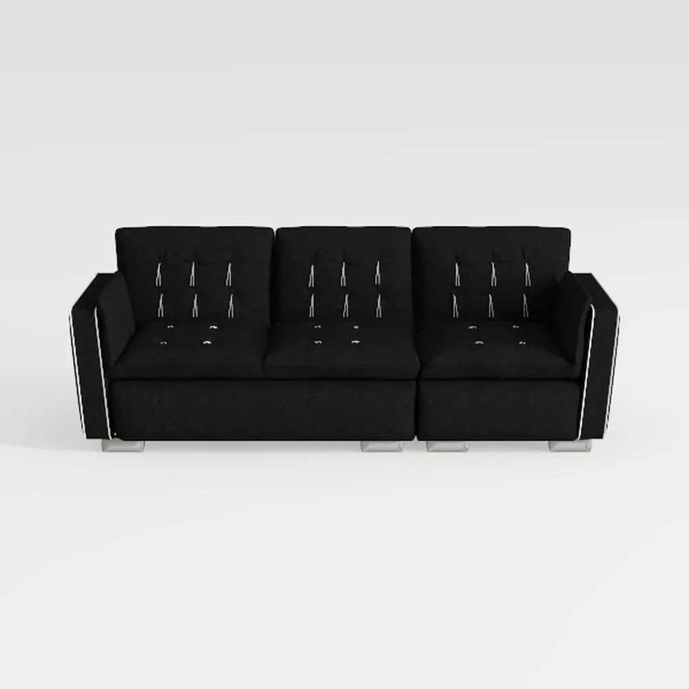 TYBOATLE 88" W Black Faux Leather Sofa Couches