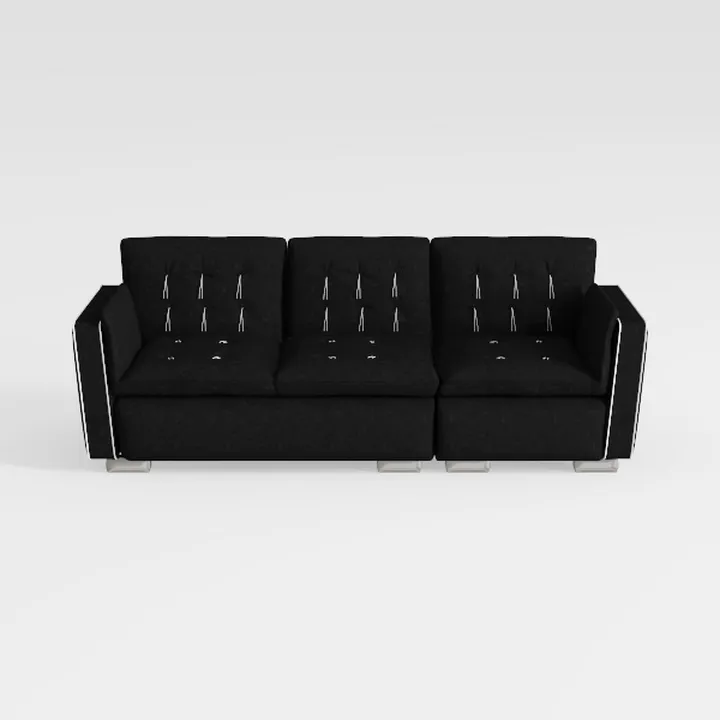 TYBOATLE 88" W Black Faux Leather Sofa Couches
