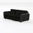 Modern Black Fabric Tufted 3 Seat Sofa 3D Model Left 45 Degree View