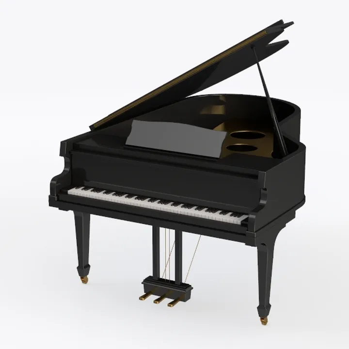 Black Glossy Modern Grand Piano 3D Model