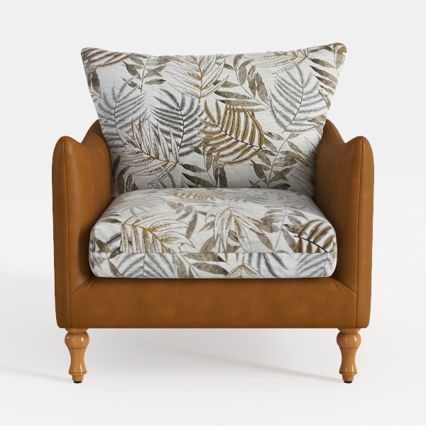 Accent Barrel Chair, Upholstered Faux Leather Club