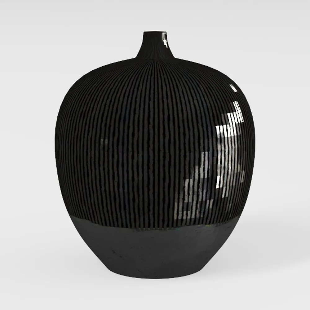 Black Ceramic Vase for Flowers, 6 Inch Flower