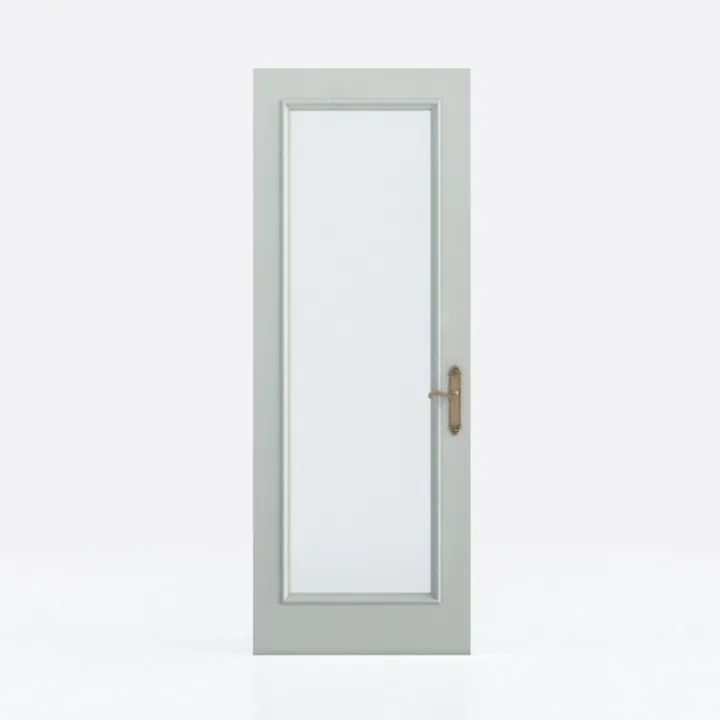 Minimalist Frosted Glass Metal Trim Interior Door 3D Model