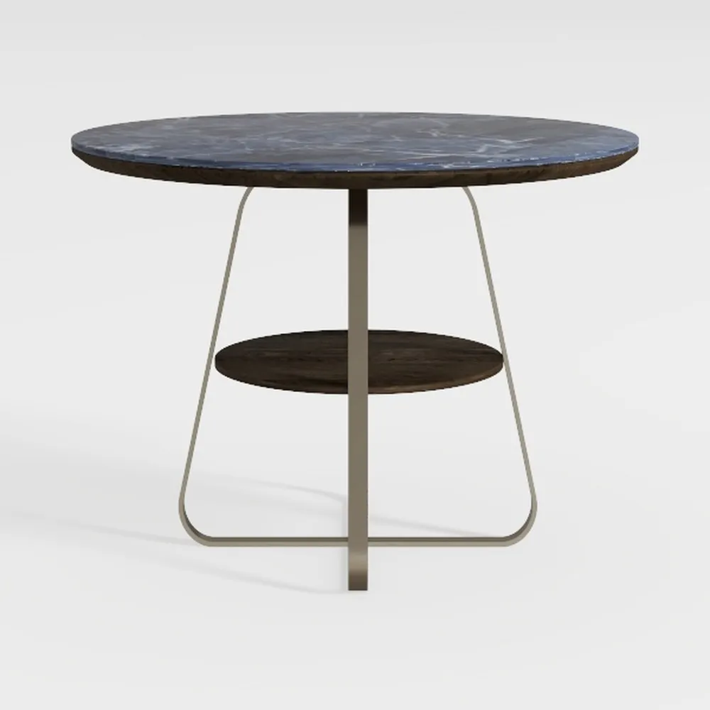 ASYA Gold Coffee Table for Living Room, 2-Tier Rou