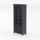 Modern Dark Solid Wood Glass Door Display Cabinet 3D Model Left 45 Degree View