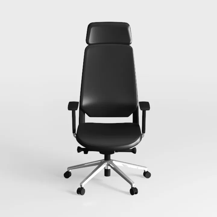 Modern Black Leather Metal High Back Office Chair 3D Model
