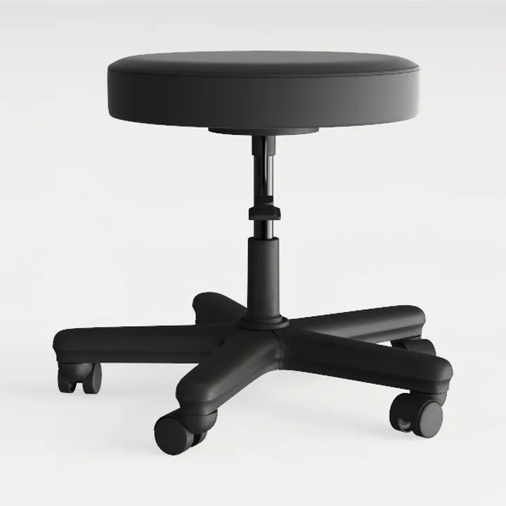 Minimalist Black Fabric Adjustable Rolling Stool 3D Model
