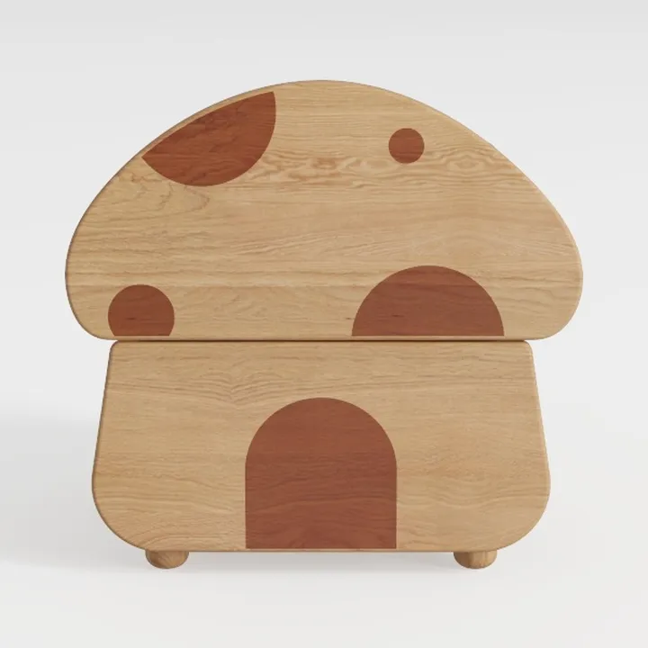 Cartoon Solid Wood Mushroom Kids Storage Cabinet Cute 3D Model
