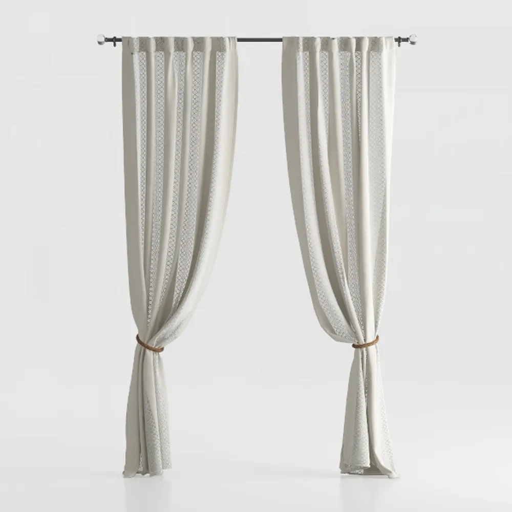 Cream Linen Blackout Curtains 84 Inch Length 2 
