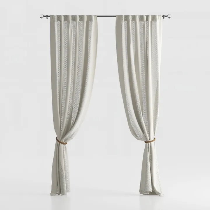 Cream Linen Blackout Curtains 84 Inch Length 2 