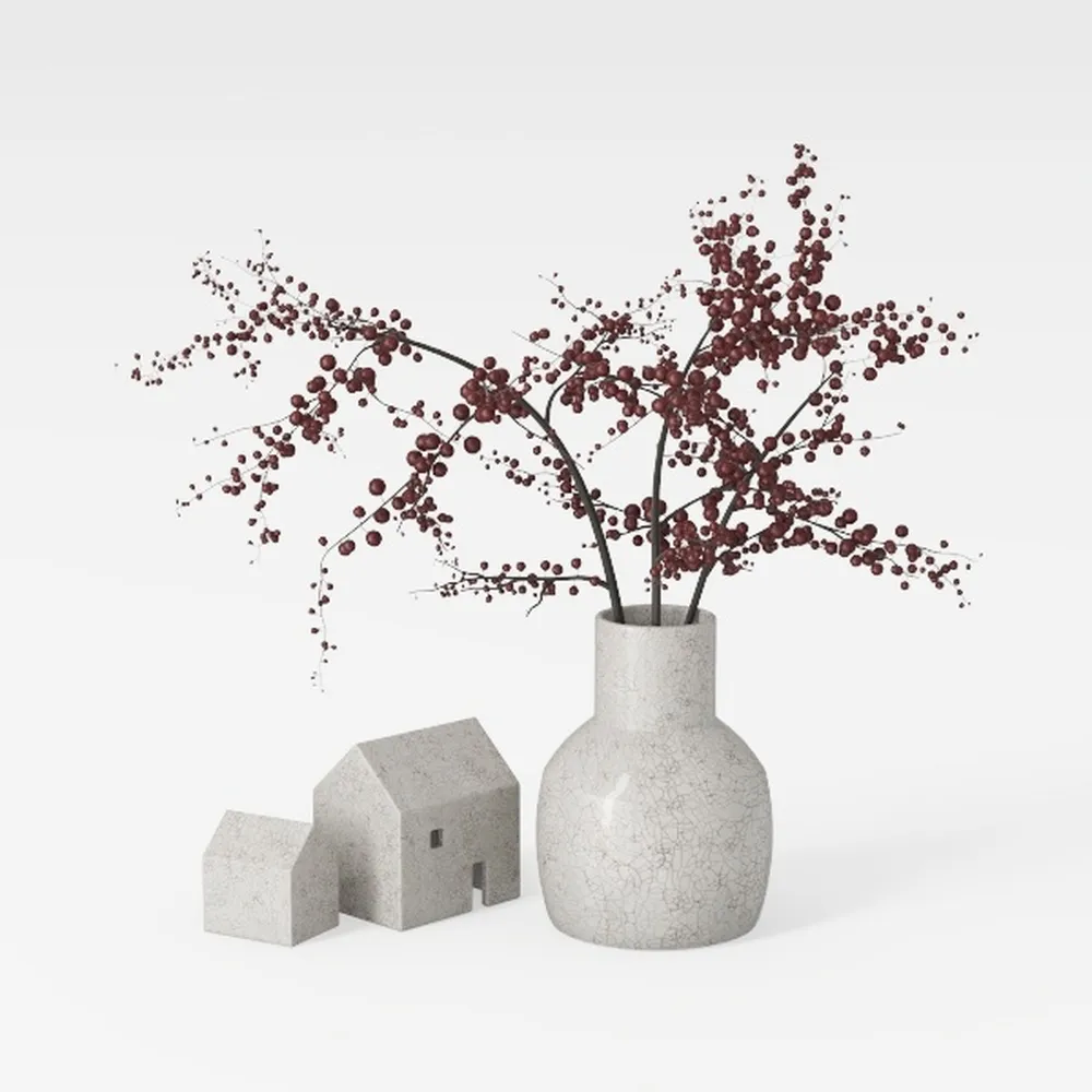 2-Pack Black Ceramic Vase for Modern Home Decor,