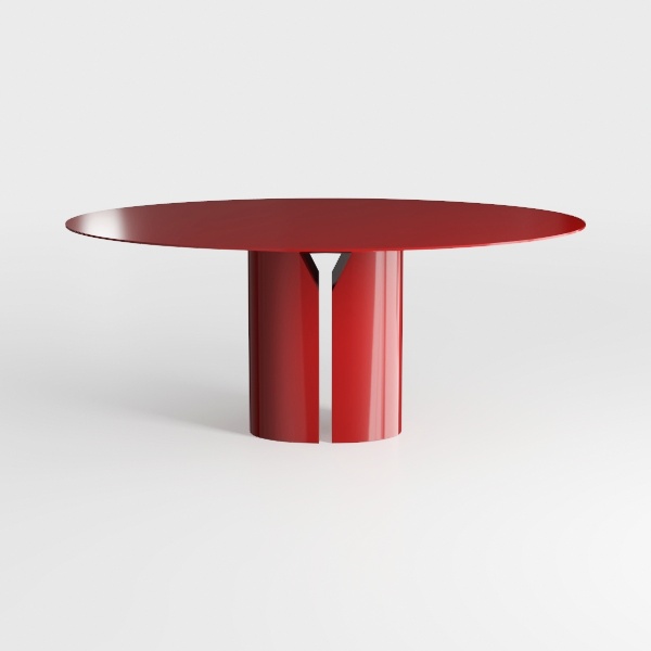 Dark Red Round Metal Large Outdoor Coffee Table, W