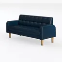 Modern Navy Blue Leather Upholstered Tufted Sofa 3D Model Left 45 Degree View