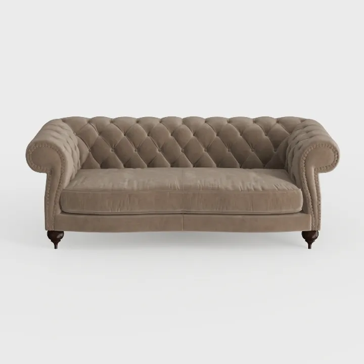 Acme Aurelia Tuxedo Linen Fabric Tufted Sofa with