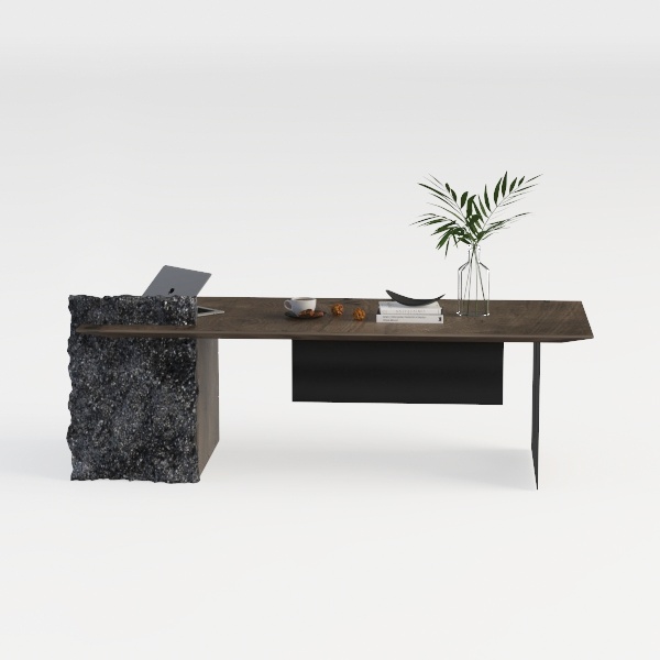 DLCQIJI L-Shaped Brown Computer Desk, Executive Of