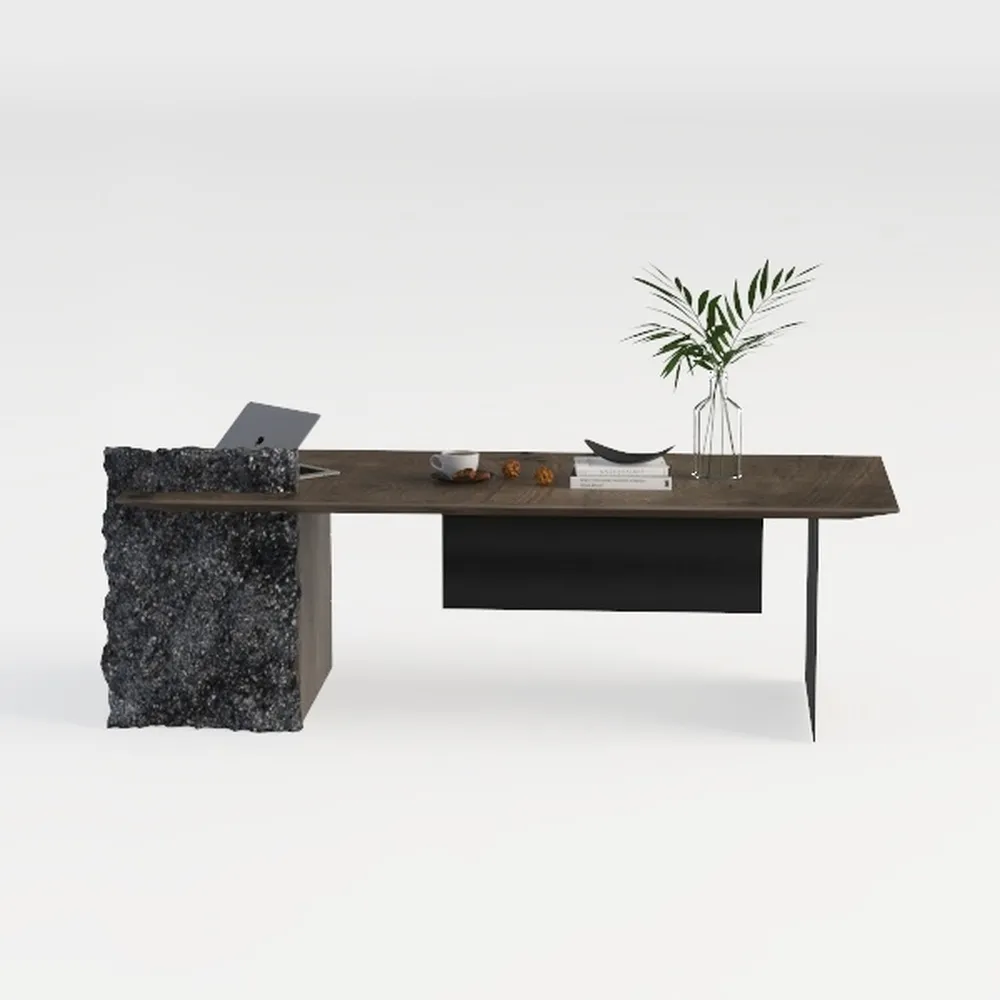 DLCQIJI L-Shaped Brown Computer Desk, Executive Of
