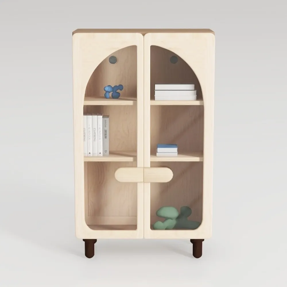 71" Tall Arched Kitchen Pantry,Modern Fluted Wood