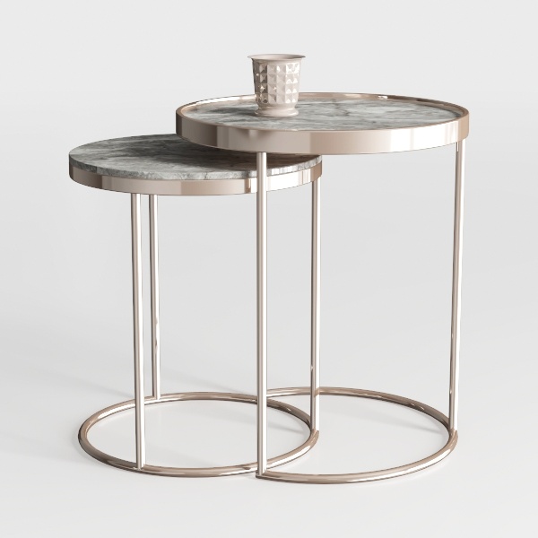 Cabana Chic Nesting Tables with Ottomans, Outdoor 