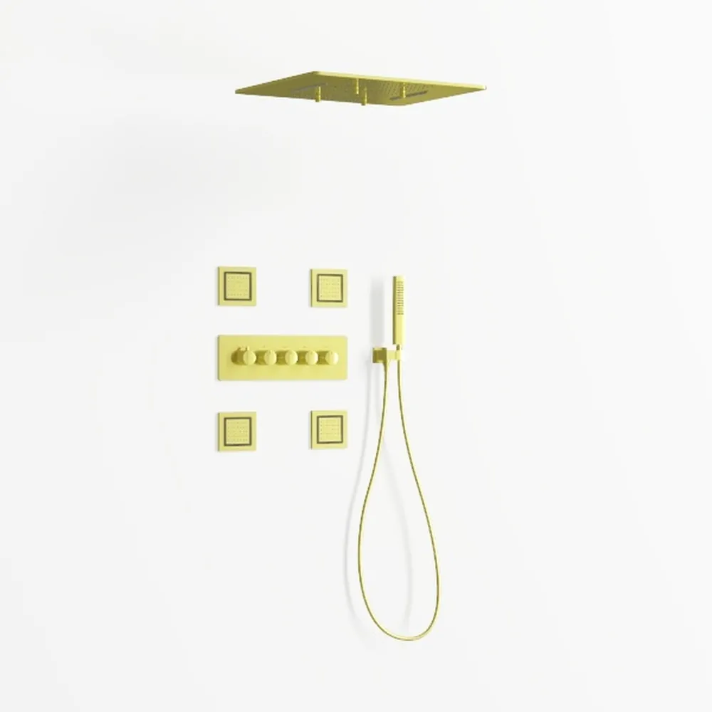 DASAN Brushed Gold Rain Shower System Complete