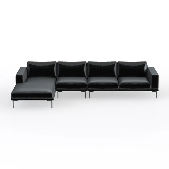 Casa Andrea Milano Modern Large Velvet L-Shape Sec